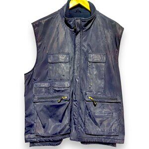 COMMON MAN DALE WATERS HUNTING FISHING BLUE VEST SZ XL POLYURETHANE STREET WEAR
